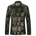 thumbnail image 6 of XUNKUSGA Mens Floral Suit Fashion Jacquard Slim Fit Two Button Blazer for Men Shawl Lapel Men's Tuxedos Wedding Party Prom Suit Coat M-5XL Gold, 6 of 6