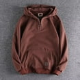 thumbnail image 2 of WTOBBY Men's Retro Heavyweight Half Zip Hoodie, Baggy Stand Collar Pullover with Pockets, Retro Streetwear Winter Warmth,Brown M, 2 of 6