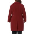 thumbnail image 3 of Agnes Orinda Women's Plus Size Coats Peter Pan Collar Single Breasted With Pockets Trench Winter Long Peacoat 3X Burgundy, 3 of 6