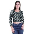 thumbnail image 1 of Moomaya Round Neck Crop Tops For Women Cotton Jersey Printed Blouses T Shirt, 1 of 5