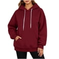 thumbnail image 3 of DYTTDG Women's Oversized Pullover Hoodie with Kangaroo Pocket, Long Sleeve Solid Color Sweatshirt for Fall Winter Casual Wear, 3 of 7