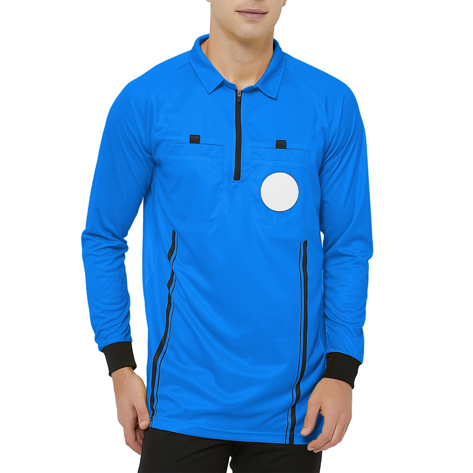 TOPTIE Men's Official Soccer Long Sleeve Referee Jersey USSF Pro Uniform-Blue-L