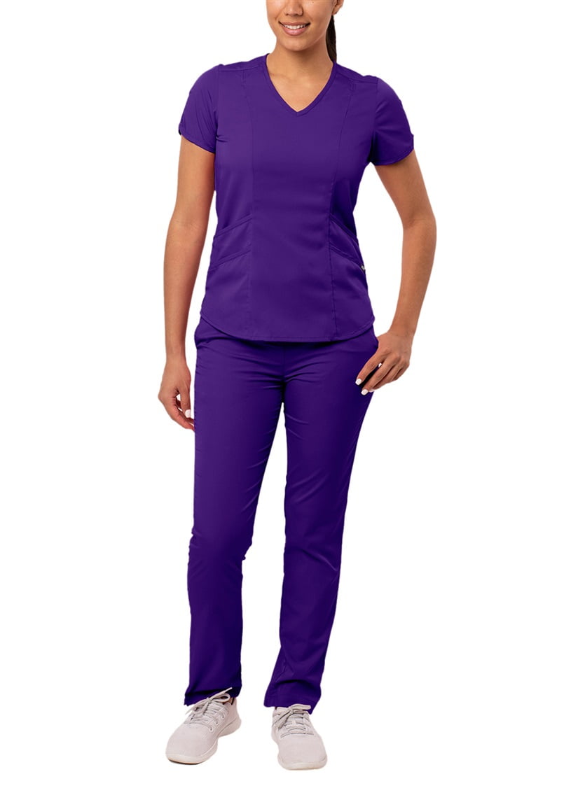 Adar Pro Core Classic Scrub Set For Women Tailored VNeck Scrub Top