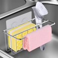 thumbnail image 3 of Soporte De Esponja Para Fregadero 3 En 1 Con Ganchos Adhesivos Organizador De Almacenamiento De Acero Inoxidable Escurridor Para Utensilios De Cocina Yuarrent HA036335-00, 3 of 6
