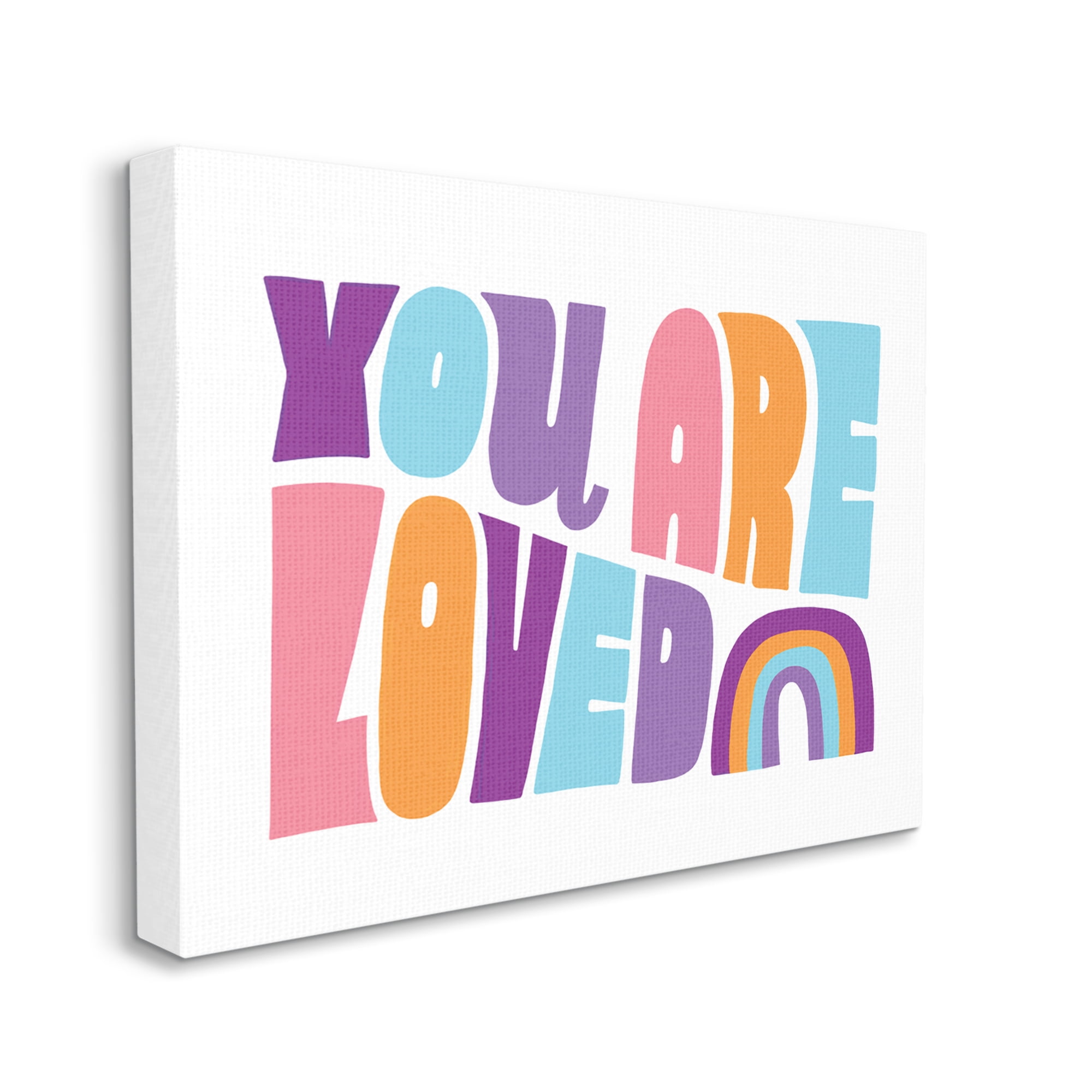 Stupell Industries You Are Loved Rainbow Icon Dynamic Text Retro Typography,48 x 36, Design by Loni Harris