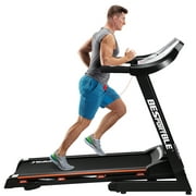 3.25HP Folding Treadmill with 3 Inclined Ramps, 300 lb Capacity, Shock-Absorbing System, LCD Display