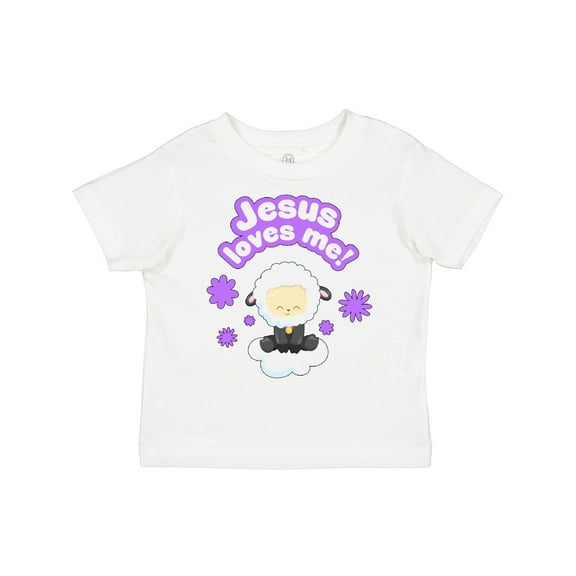 Inktastic Jesus Loves Me Cute Lamb and Flowers Boys or Girls Toddler T-Shirt