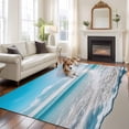 thumbnail image 2 of Summer Ocean Marine Waves Area&nbsp;Rug 6x9ft Modern Blue Ocean Non-Slip&nbsp;Washable Square&nbsp;Rugs Soft Felt Indoor Floor Mat for Bedroom Kitchen Living Room Bathroom, 2 of 9