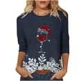 thumbnail image 2 of Meichang T-Shirts à Manches 3/4 pour Femmes, T-Shirts Graphiques de Noël avec Verre de Vin, Col Rond Décontracté, Pull Ample, Tops de Vacances en Solde, Cadeaux de Noël, 2 of 3