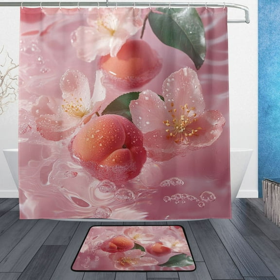 BZSMCE Shower Curtain and Bath Accessory Set,Peachy Serenity Pattern