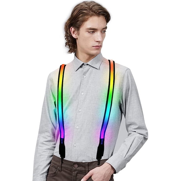 LINLIN Men's LED Suspenders, Back Suspenders with 8 Modes LED Light Suspenders Y Shape Suspenders
