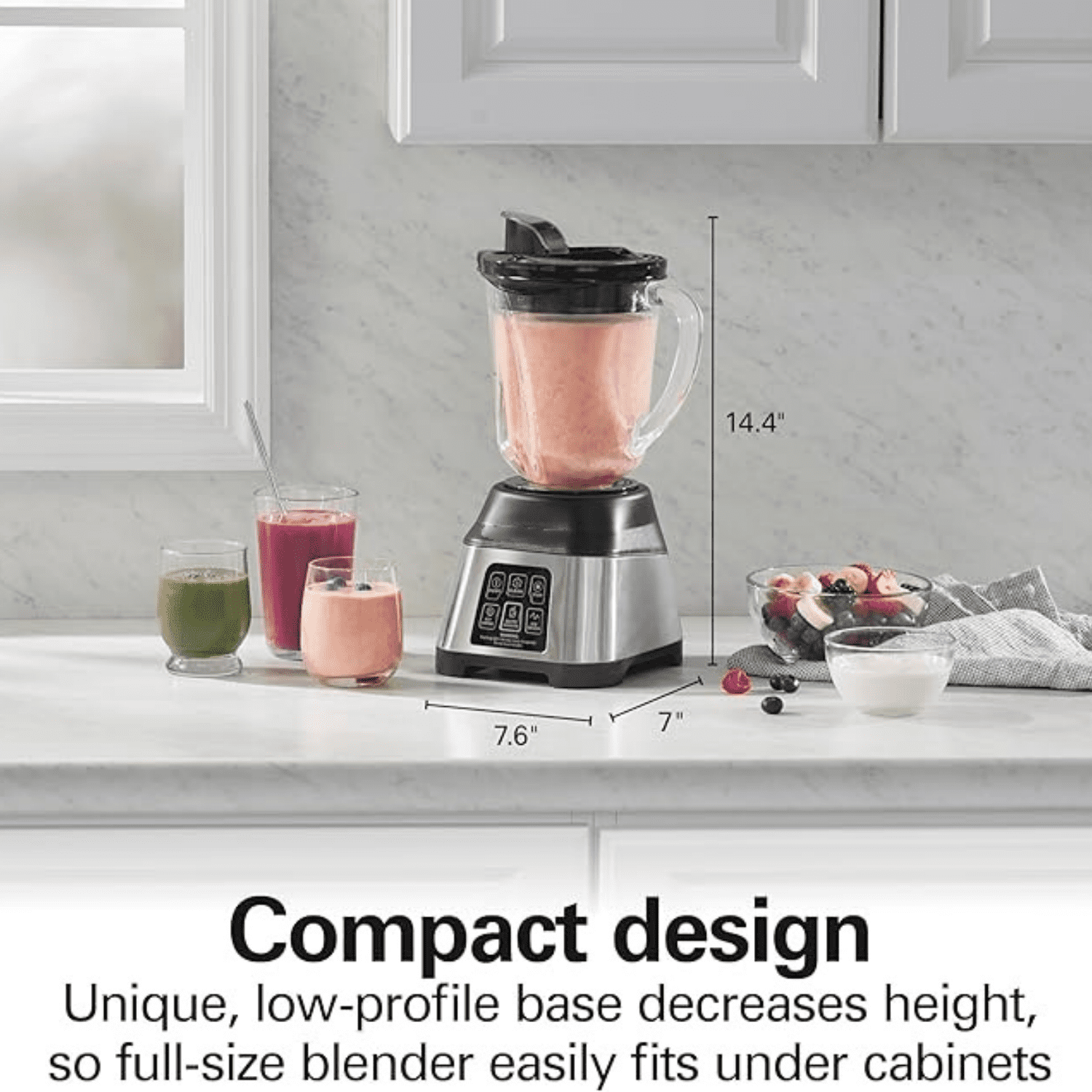 Beach Blender for Smoothies with 5 Functions Including Auto Smoothie Cycle, Wave Action System for Ultra Smooth Results, 850 Watts, 40oz  Glass Jar, Stainless Steel