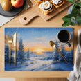 thumbnail image 2 of Winter Landscapes Placemats Set of 6 Snowfall Nature Forest Sunset Place Mats Indoor Wipeable Table Mats Washable Cloth Dining Table Placemats for Kitchen Holiday Party Home Decor 13x19 Inch, 2 of 9