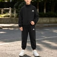 thumbnail image 4 of Boys Full-Zip Tracksuit 2-Piece Set Black Hoodie Jogger Pants Athletic Sportswear,Size 7-8 T, 4 of 9