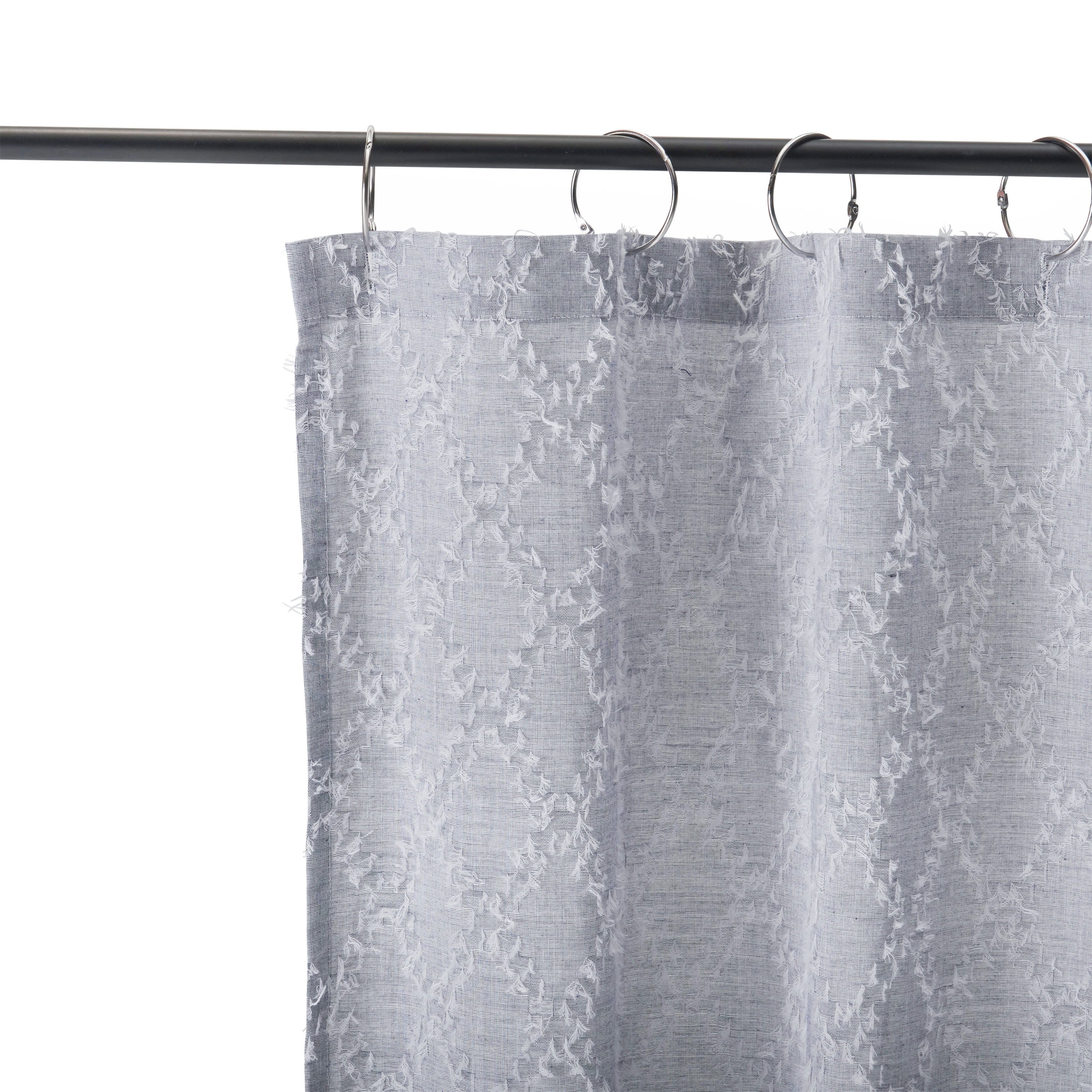 MoDRN Industrial Clip Jaquard Chambray Shower Curtain