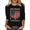 thumbnail image 2 of Trendfront Womens 250th Anniversary 3/4 Sleeve Tee American Flag Letter Crewneck loose fit Tops 4th of July Patriotic T Shirts Daily Wear, 2 of 4