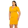thumbnail image 2 of Women's Plus Size V-neck Sheath Dress with Buckle Accent and Puff Sleeves, 2 of 6