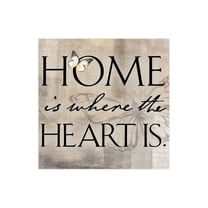 Home Where Heart Is Cream Butterfly 12 x 12 Wood Wall Sign Plaque