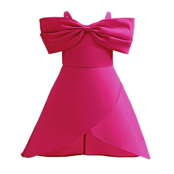 Jgppe Girls Princess Dress Satin Solid Color Big Bow Knot Party Dresses Gown 2-10 Years