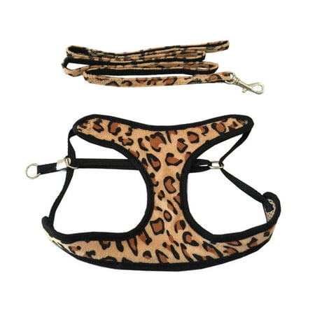 Pet Dog Vest Harness Leash Collar Set Adjustable Leopard Print Belt Rope Leash for Small Dogs Puppy