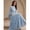 Blue, variant on Womens Light Blue Long Sleeve Lace Maxi Dress, Elegant Round Neck Slim Fit