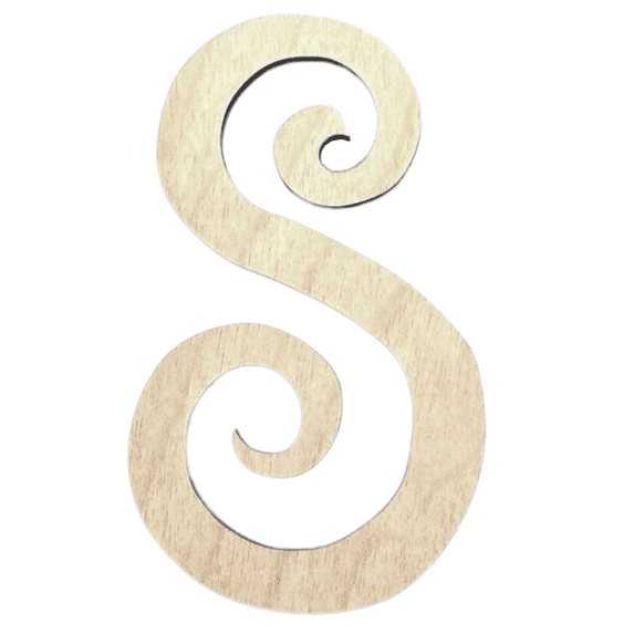 Krafty Supply - 3" Tall Birch Letter S | 1/4" Birch Plywood |Curlz|Wooden Letter|Craft Alphabet Initials