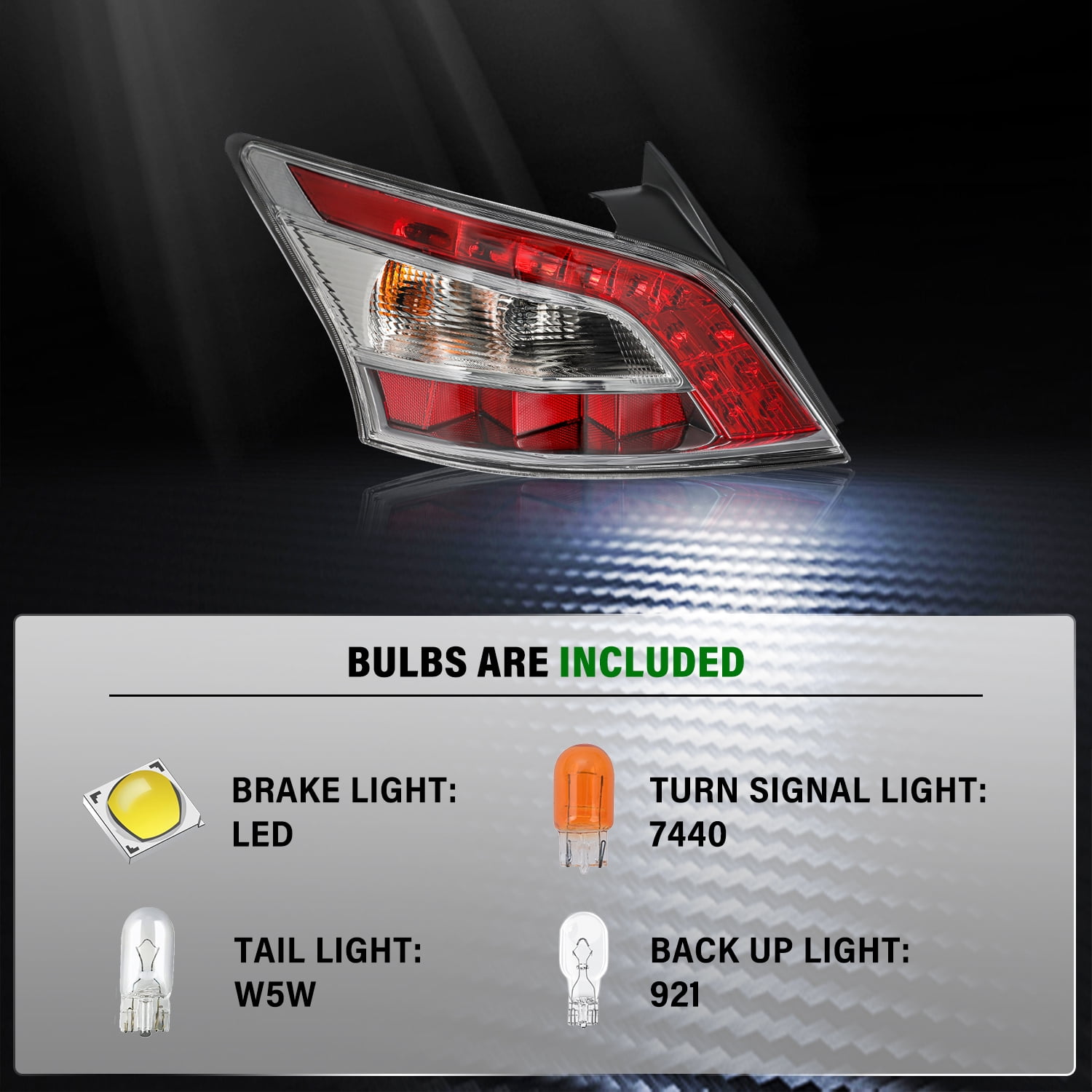 For 2012-2014 Nissan Maxima Left Driver Side Rear Outer Tail Light Lamp w/Bulbs