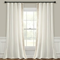 Lush Decor Luxury Modern Flower Linen Like Embroidery Border Window Panel - OffWhite/Black - Single - 84 x 52