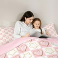 thumbnail image 4 of Feelyou Happy New Year Twin Bedding Sets 7-Piece for Teen, Princess Love Heart Bedding Comforter Set, Christmas Stars Print Reversible Sheet Sets, Ultra Soft Home Decor, 4 of 7
