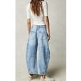 thumbnail image 3 of Women's Barrel Jeans Loose Mid Rise Vintage Wide Leg Cropped Denim Pants with Pockets, 3 of 6