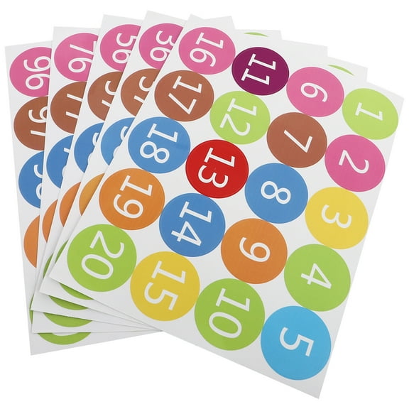 5 Sheets Number Sticker Color Labels Party Favor Stickers Practical