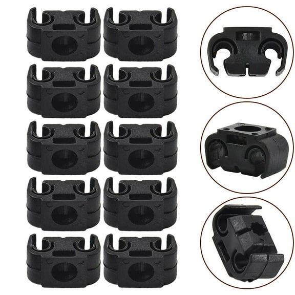 10 Pcs Double Brake Line Clips Clamps Black for 5mm (3/16") Brake Pipe