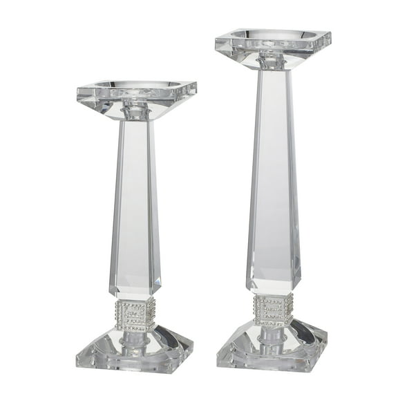 Crystal Candle Holders - Clear - Set of Two