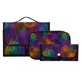thumbnail image 3 of 3-Piece Travel Toiletry Bag Set, Hanging Wash Bag with Makeup Bag & Brush Case,Waterproof Cosmetic Organizer for Travel, Gym & Home Neon-glowing Pumpkins Pattern, 3 of 10