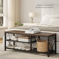 thumbnail image 3 of Shoe Storage Bench with Double Tier Shelf, Industrial Entryway Bench with Rustic Wood Top & Metal Frame for Shoes, Boots, Baskets, Space-Saving Organizer for Hallway, Living Room, Bedroom, Brown, 3 of 5