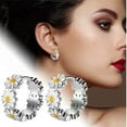 thumbnail image 3 of Weerihhol Diamond Clip on Earrings for Women Small Daisy Earrings For Women White Epoxy Flower Earrings Simple Temperament Daisy Earrings, 3 of 9