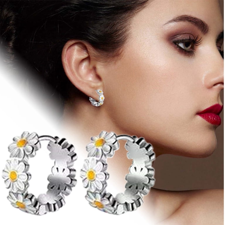 Stylish Small Earrings for Women - White Epoxy Flower Design