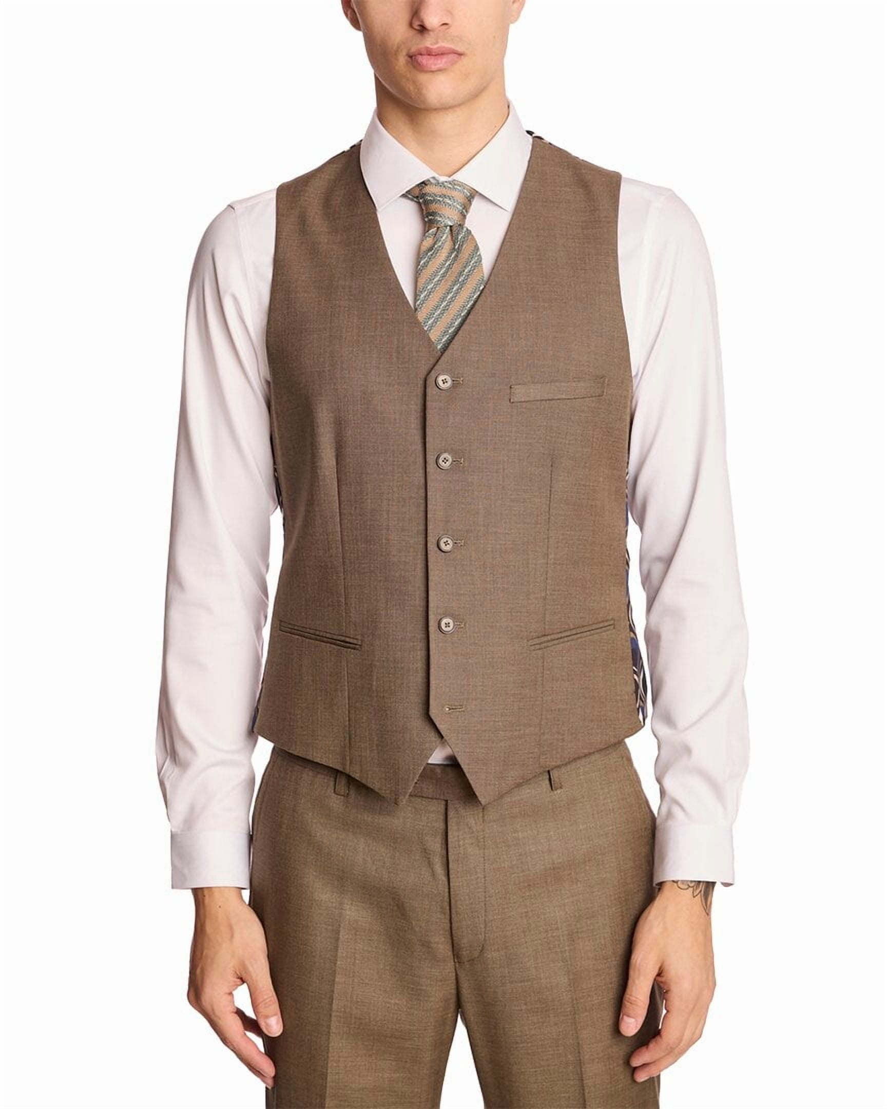 Dark Brown Tweed Vest For Men, Large Made By Emerald Isle