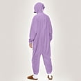 thumbnail image 3 of Womens One Piece Jumpsuits Zip-Up Pajamas Casual Hooded Onesies Long Sleeve Jogger Playsuits Loungewear with Pockets Purple, XXL, 3 of 7