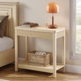 thumbnail image 6 of Aufeile End Table, Narrow Fluted Boho Wood Side Table with Storage Shelf, Small Space Accent Table, Natural, 6 of 9