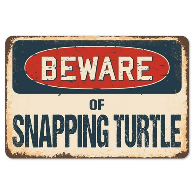SignMission Z-D-3.5-BW-Snapping Turtle 3.5 x 5 Po Méfiez-Vous de Snapping Turtle Signe Rustique