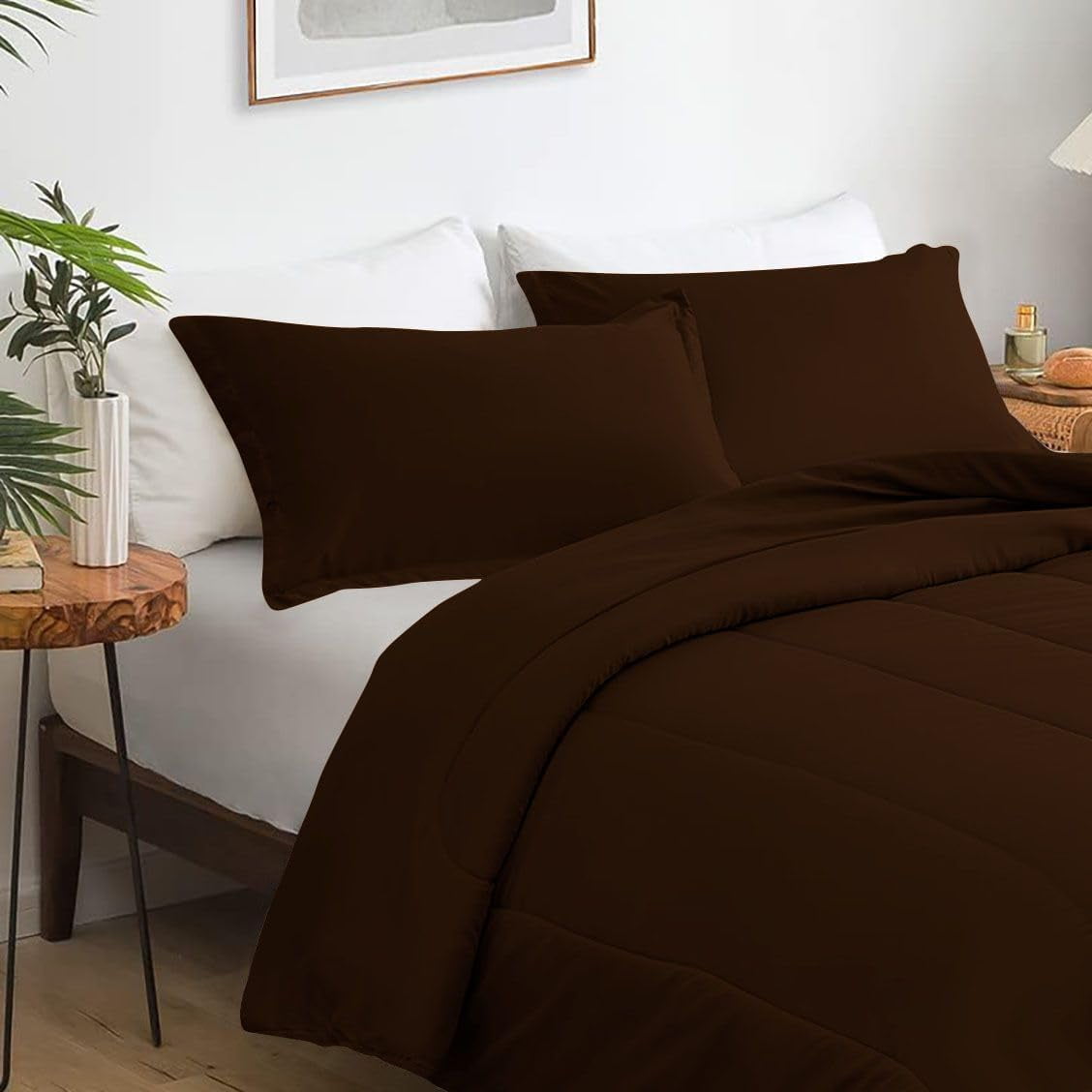 500 TC Egyptian Cotton Comforter | Thicker Design | 300 GSM | Soft & Breathable | 1 Piece - OverSized Queen Size ( 98" x 98" ) Inches, 1pc Comforter Only, (Chocolate)