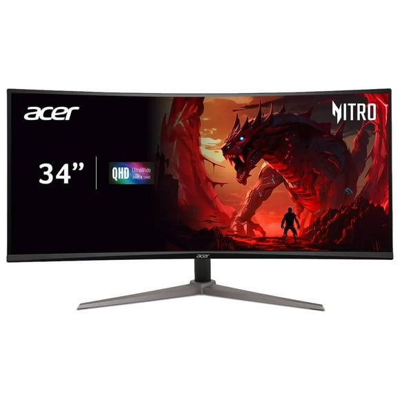 Monitor Gamer Curvo 34 ACER NITRO 1ms 180Hz UltraWide Quad HD VA LED Altavoces FreeSync HDMI Negro ED340CU