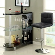 Lacoo Set of 2 Bar Stools Adjustable Swivel Armless Barstools with PU Leather, Black