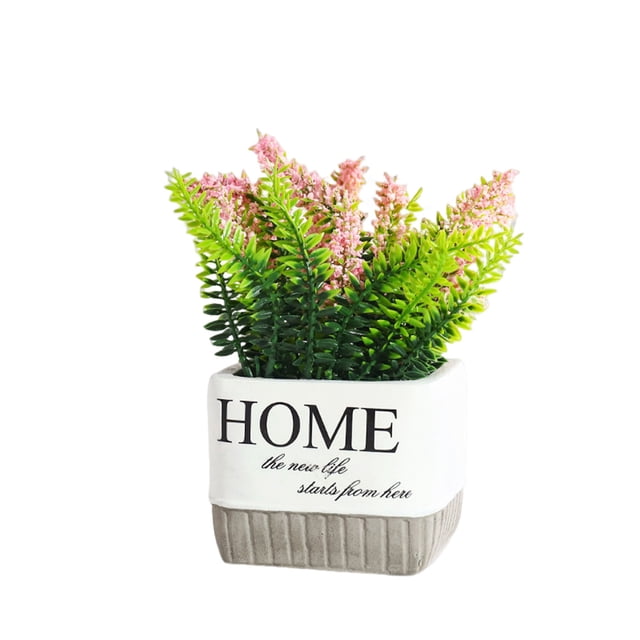 Lavanda artificial, plantas verdes falsas con forma de estrella, plantas en macetas, pequeñas decoraciones, decoración de la sala de estar del hogar, decoración del comedor, bonsái
