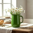 thumbnail image 3 of Novomoskovsjka Posuda Green Grass 5-Pint Enamel Pitcher 84.5 fl oz (2.5 L) Enameled Steel Vintage Style Serving Jug for Juice Lemonade Milk for Home and Kitchen, 3 of 5