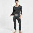 thumbnail image 3 of Men's Winter Thermal Underwear Set, Fleece-Lined Thin V-Neck Cationic Top and Pants, Seamless Quick-Warming Base Layer For Cold Weather,Dark Gray,2XL, 3 of 6