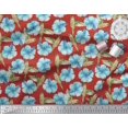 thumbnail image 2 of Soimoi Satin Silk Fabric Hummingbird & Floral Print Fabric by Yard 42 Inch Wide, 2 of 3