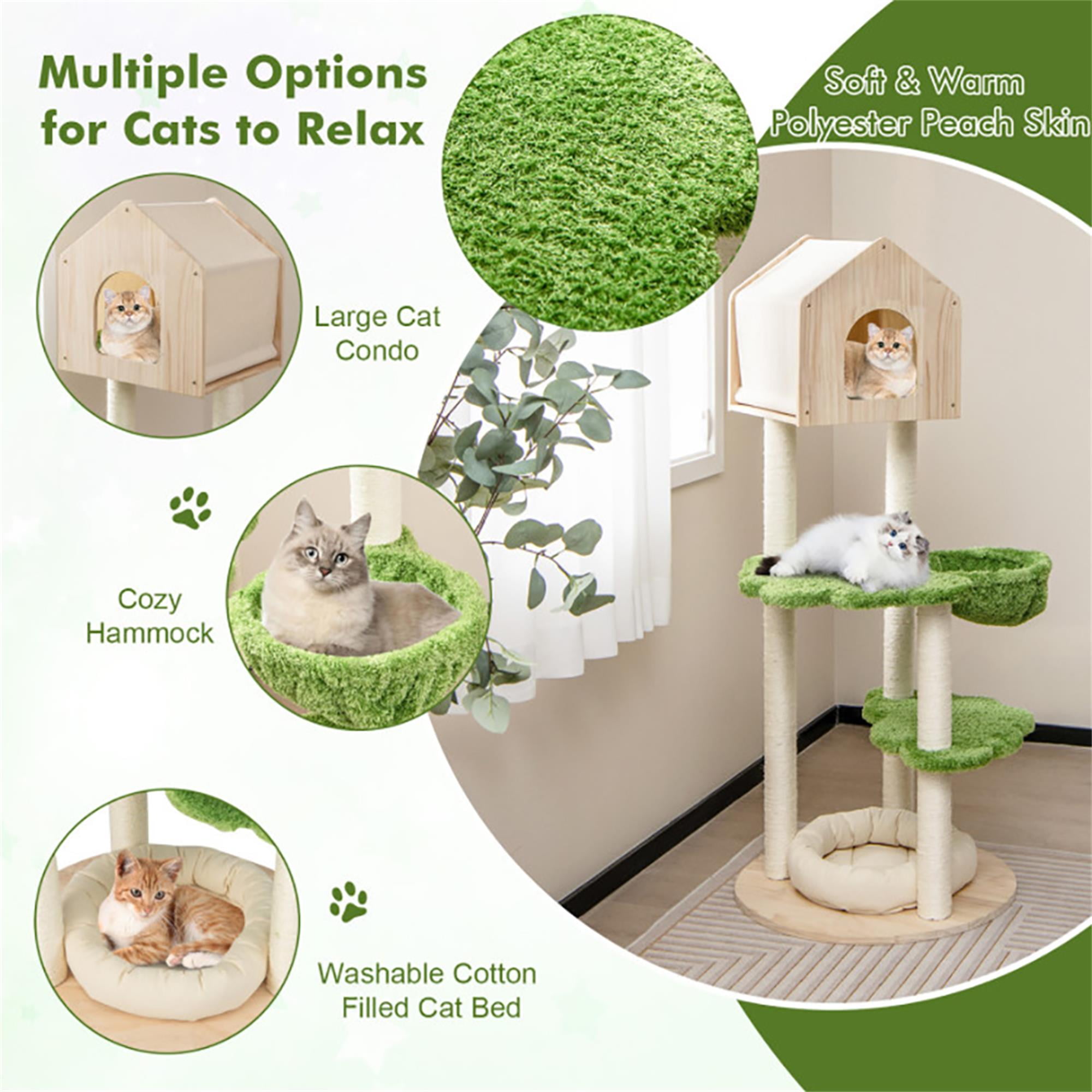 Kadyn 55" Modern Cat Tree Tower for Indoor Cats, Multi-Level Cat Condo with Scratching Posts and Soft Cat Bed, Cat Tree House Furniture, Beige
