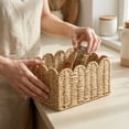 thumbnail image 3 of Scalloped Basket, Paper Rope Woven Storage Basket, Decorative Organizer Bin for Kitchen Pantry Shelf and Bathroom, 9.4 X 9.4 X 5.5 in, Easter Decor Basket, Valentines Day Gifts for Home A, 3 of 5
